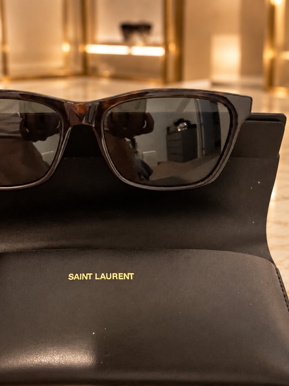 Saint Laurent SL318 002 Havana Square Sunglasses Grey Gradient